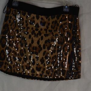 Sequin Animal Print Miniskirt SZ SZ L QED London #B45